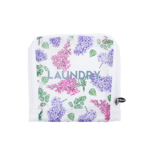 Miamica Lilac Floral Print Travel Expandable Laundry Bag Drawstring