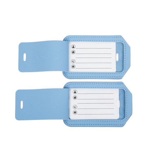 Miamica Blue Luggage Tags with Sturdy Buckle Straps