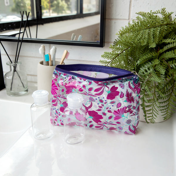 Miamica TSA Compliant Carry On Case Assorted Bottles - Magenta and Turquoise Floral