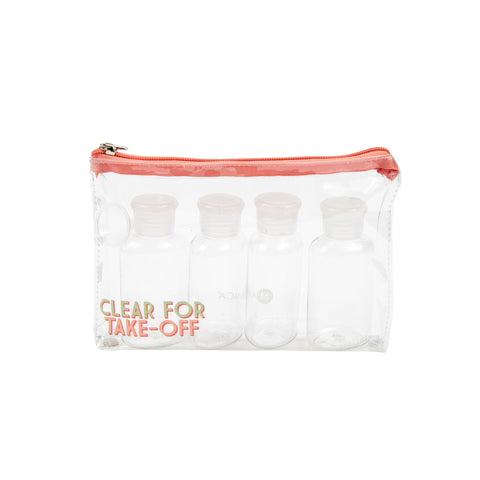 Miamica TSA Compliant Carry On Case Assorted Bottles - Coral Clear for Take-Off