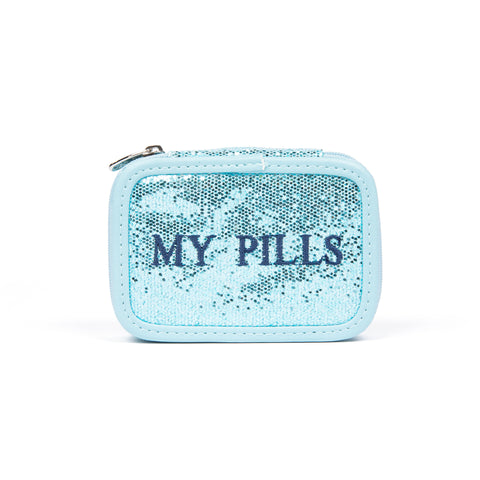 Miamica Sky Blue Glitter Travel Pill Organizer Case