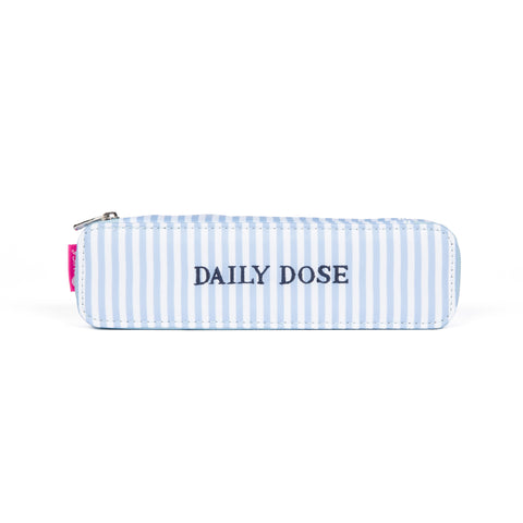 Miamica XL Blue and White Stripes Large Pill Organizer Case - Daily Dose