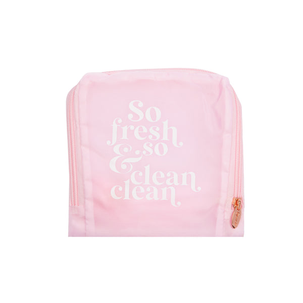 Miamica Pink "So Fresh & So Clean Clean" Travel Expandable Laundry Bag Drawstring