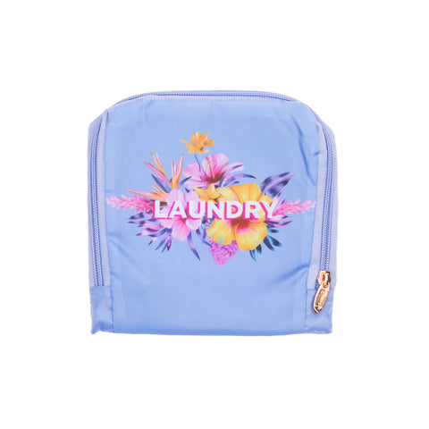 Miamica Purple Floral Travel Expandable Laundry Bag Drawstring