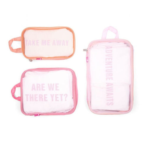 Miamica Mesh Packing Cubes Set of 3 - Pink