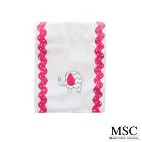 Mainstreet Collection Pink and Grey Chevron Baby Girl with Elephant Embroidery Burp Cloth