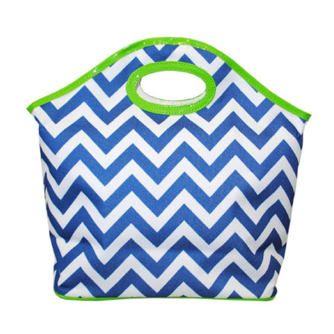 Mainstreet Royal Blue and Lime Chevron Retro Cutout Beach Carry All Tote