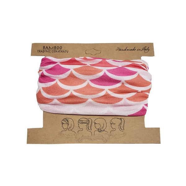 Bamboo Trading Company Boho Wide Headbands - Set of 4 Mermaid Print Headwraps - 16”L x 9”W - Blue, Pink, Purple, Yellow