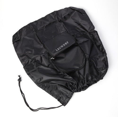 Miamica Black "LAUNDRY" Travel Expandable Laundry Bag Art of Packing