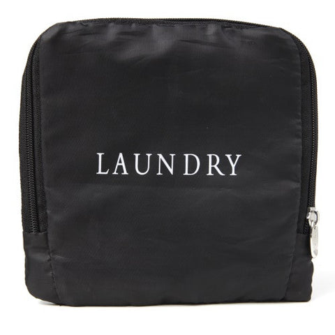 Miamica Black "LAUNDRY" Travel Expandable Laundry Bag Art of Packing
