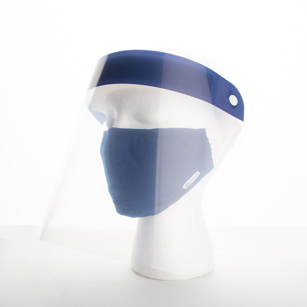 Miamica 2 Piece Coordinating Reusable Face Shield & Face Mask - Navy