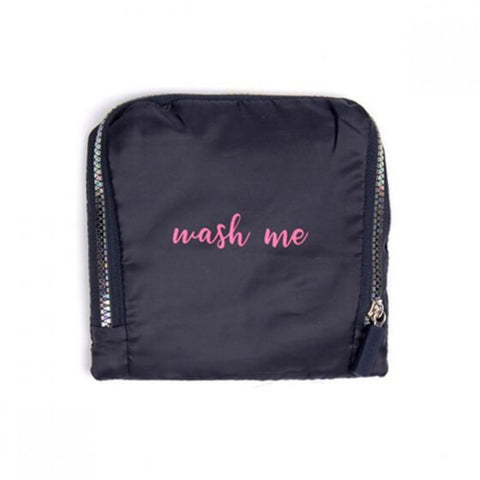 Miamica Navy & Pink "Wash Me" Travel Expandable Laundry Bag