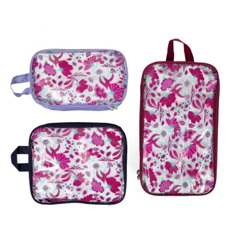 Miamica Packing Cubes Set of 3 - Magenta Floral