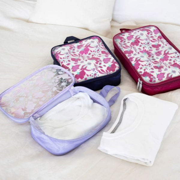 Miamica Packing Cubes Set of 3 - Magenta Floral
