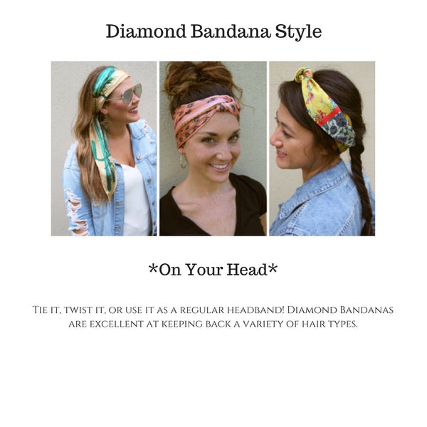Banded Diamond Bandana Black and White Jazzed 12 Style Headwrap Boho Headband