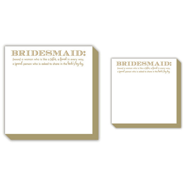 Rosanne Beck Collections Set of Two Luxe Decorative 5" x 5" and 4" x 4" Notepads with Sayings Bridesmaids Bride Wedding Party Gift