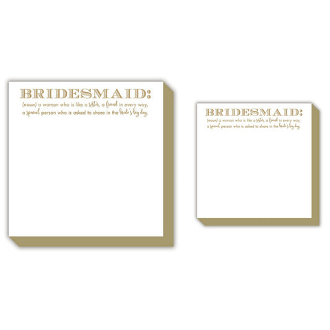 Rosanne Beck Collections Set of Two Luxe Decorative 5" x 5" and 4" x 4" Notepads with Sayings Bridesmaids Bride Wedding Party Gift