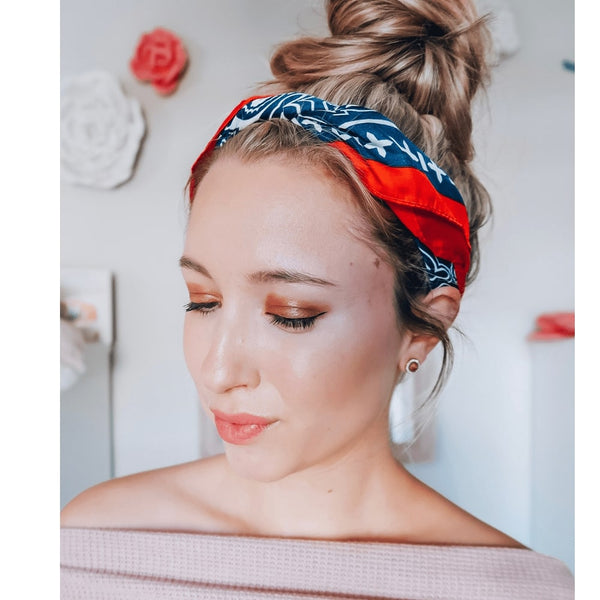 Headbands of Hope - Beautiful Headscarves - Rodeo Scarf in Red, White & Blue - Headbands for a Cause