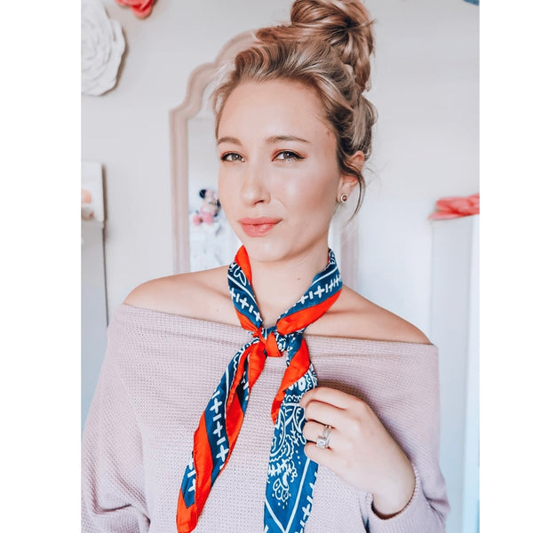 Headbands of Hope - Beautiful Headscarves - Rodeo Scarf in Red, White & Blue - Headbands for a Cause