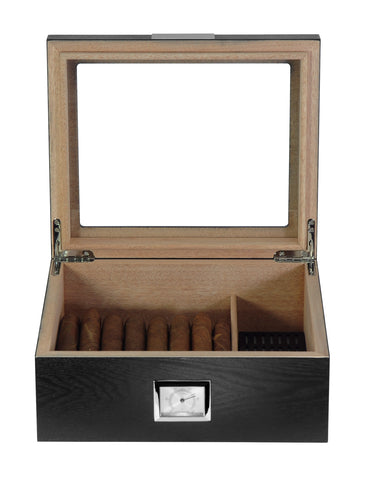 Cigar Humidor with Hygrometer & Humidifier Cedar Storage Box Holds 25-50 Cigars