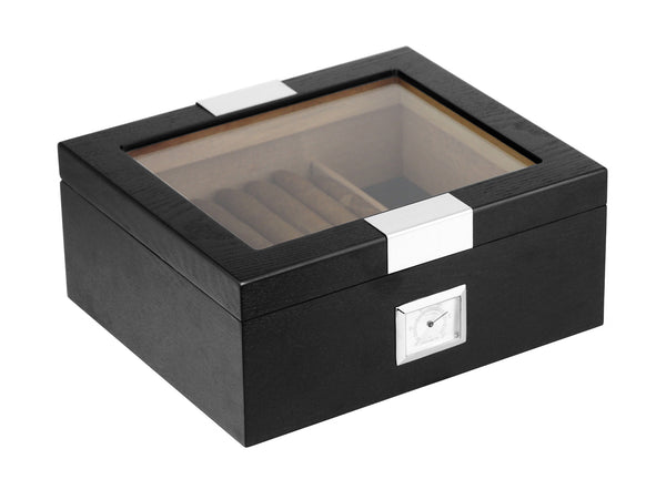 Personalized Cigar Humidor with Hygrometer & Humidifier Box Holds 25-50 Cigars