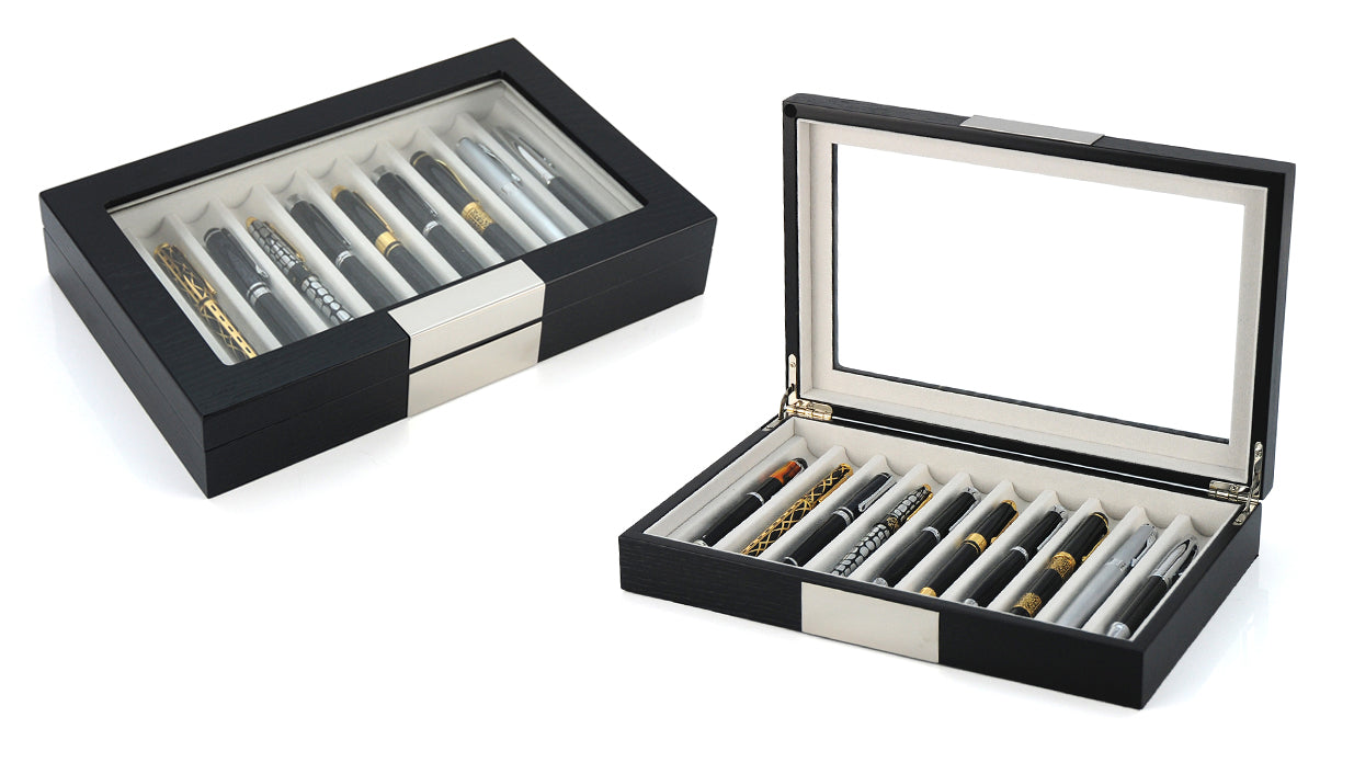 MB Luxury Pen Box Storage Organizer Wood Display 6 Pens Collector