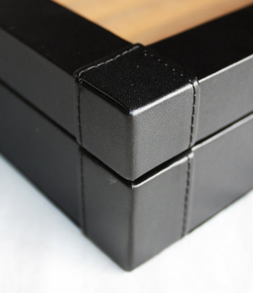 Black Leatherette Personalized Cufflink Case & Ring Storage Organizer Stainless Engravable Jewelry Box