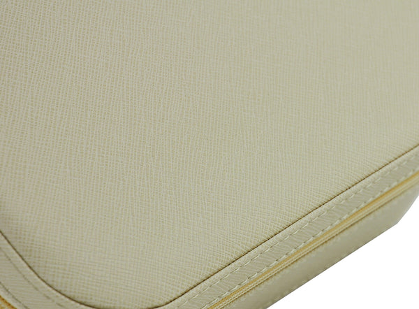 Beige Saffiano 3 Compartment Sunglass Travel Case & Jewelry Box