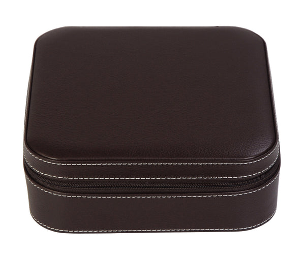 Brown 3 Compartment Sunglass Travel Case & Jewelry Box