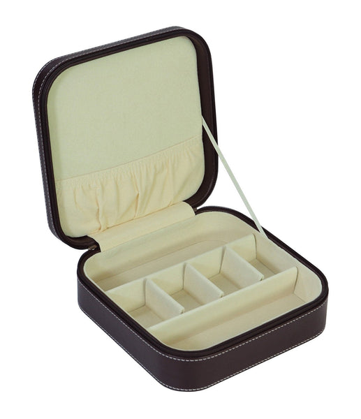 Brown 3 Compartment Sunglass Travel Case & Jewelry Box