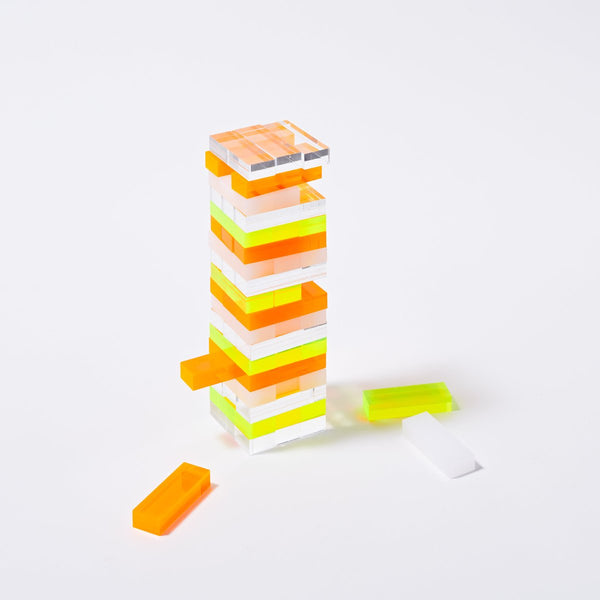 SunnyLIFE Mini Lucite Jenga Jumbling Tower Limited Edition Neon