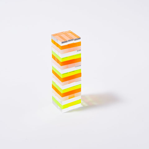 SunnyLIFE Mini Lucite Jenga Jumbling Tower Limited Edition Neon