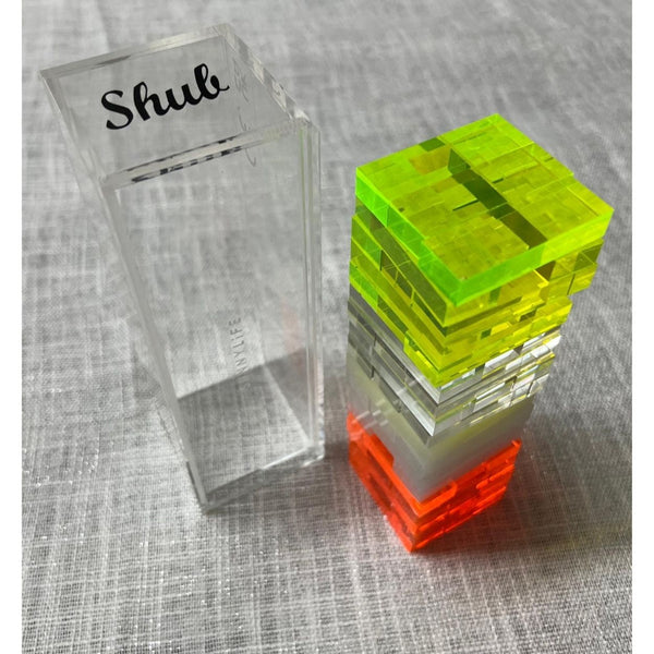 SunnyLIFE Personalized Mini Lucite Jenga Jumbling Tower Limited Edition Neon