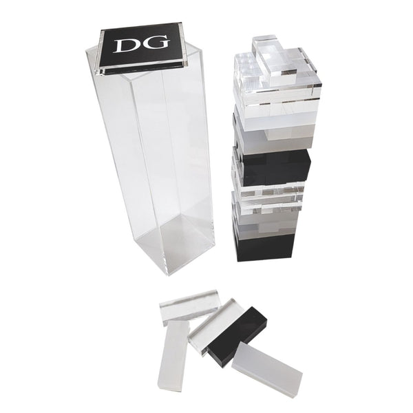 SunnyLIFE Personalized Lucite Jumbling Tower | Limited Edition Whiskey Noir