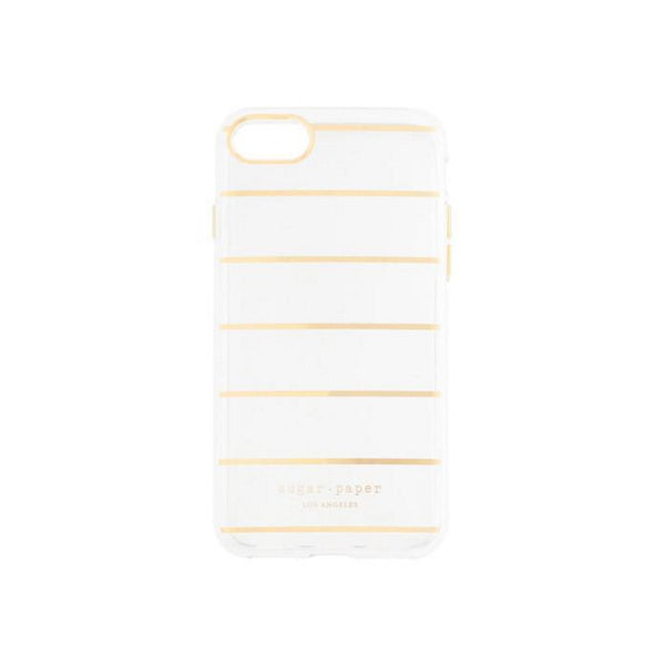 Sugar Paper Cell Phone Case for iPhone 7 - Stripe Metallic Gold / Clear