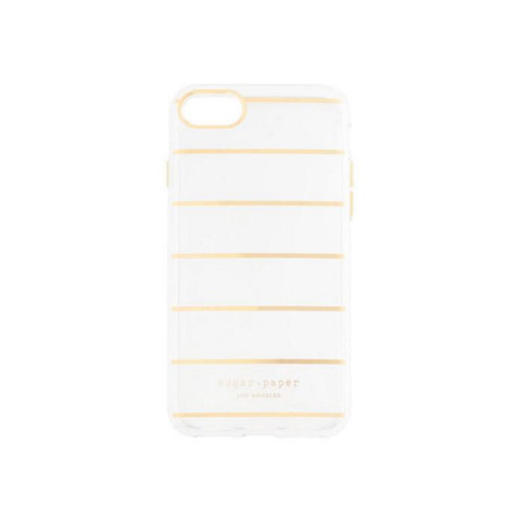 Sugar Paper Cell Phone Case for iPhone 7 - Stripe Metallic Gold / Clear