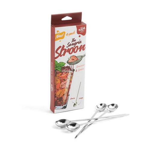 NOD Products Sangria Stroon - All In One Strainer & Spoon - Multi Use Stainless Steel Cocktail Tool