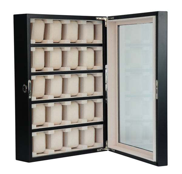 Personalized 20 Slot Black Wood Watch Display Wall Hanging Case and Storage Organizer Box and Stand for Oversized Watches
