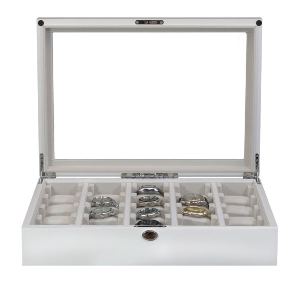 Personalized 20 Slot White Wood Watch Display Wall Hanging Case and Storage Organizer Box and Stand for Oversized Watches