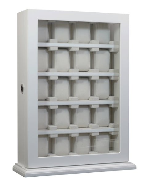 20 Piece White Wood Watch Display Wall Hanging Case and Storage Organizer Box and Stand for Oversized Watches