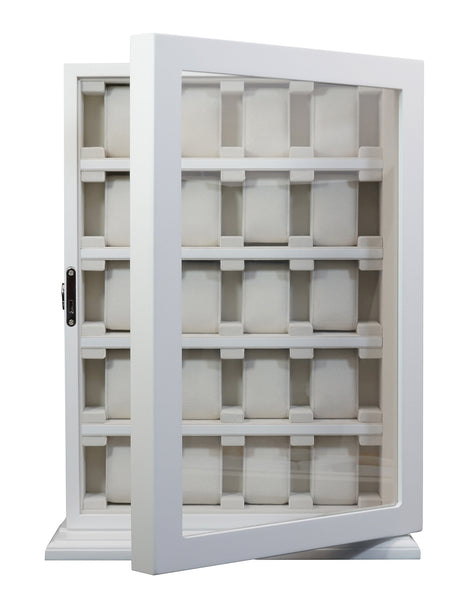 20 Piece White Wood Watch Display Wall Hanging Case and Storage Organizer Box and Stand for Oversized Watches
