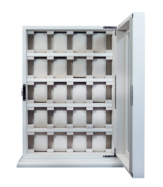 20 Piece White Wood Watch Display Wall Hanging Case and Storage Organizer Box and Stand for Oversized Watches