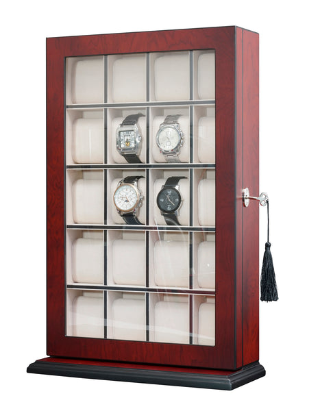 Pre- Sale 20 Piece Cherry Wood Watch Display Wall Hanging Case and Storage Organizer Box and Stand for Oversized Watches