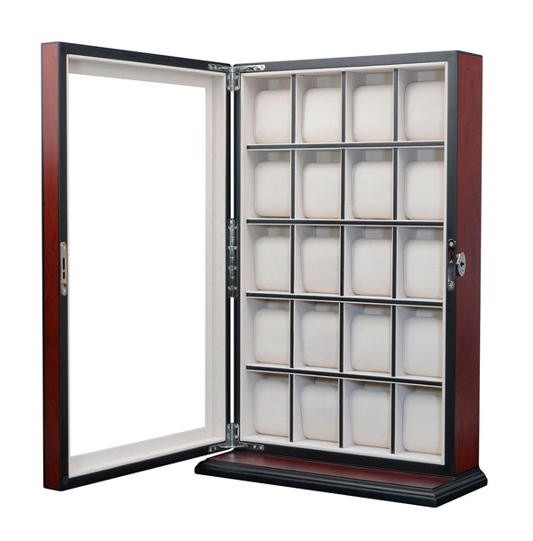 Pre- Sale 20 Piece Cherry Wood Watch Display Wall Hanging Case and Storage Organizer Box and Stand for Oversized Watches
