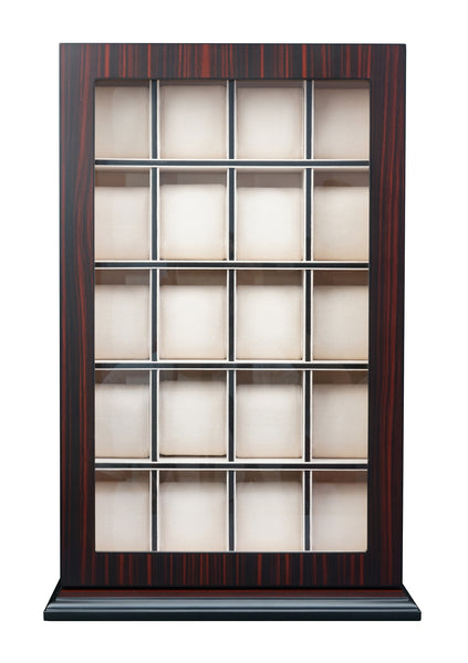 Personalized 20 Slot Ebony Wood Watch Display Wall Hanging Case and Storage Organizer Box and Stand for Oversized Watches