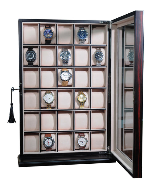 PRE-SALE 30 Watch Ebony Walnut Wood Watch Display Case Storage Organizer Box