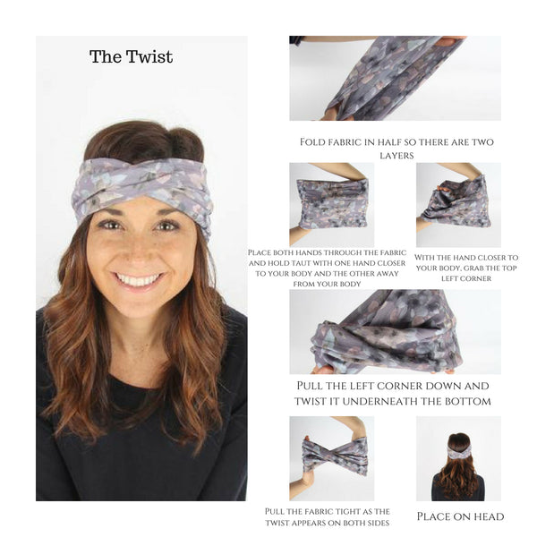 Banded Infinity Headwrap Bandana Blue Shibori Print Headband