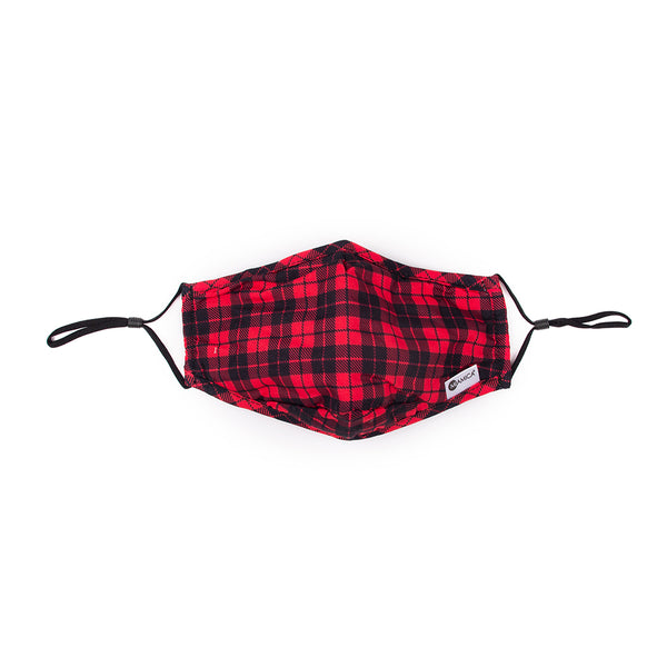 Miamica Set of 3 Fashion Cloth Face Mask - Red Plaid, Black & White Plaid, Black