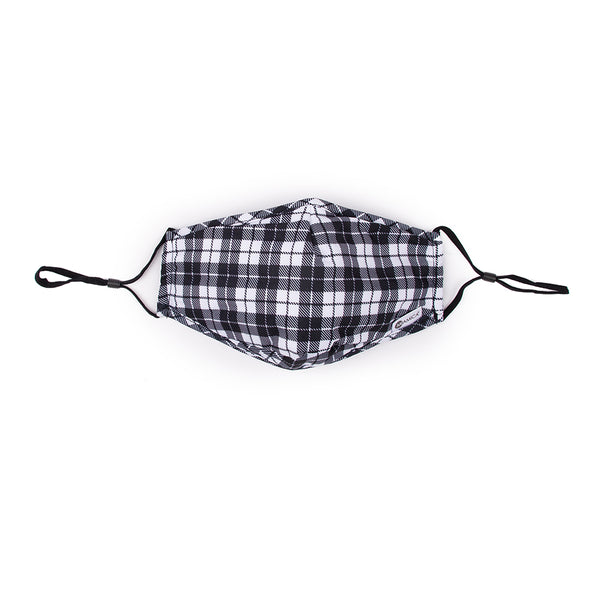 Miamica Set of 3 Fashion Cloth Face Mask - Red Plaid, Black & White Plaid, Black