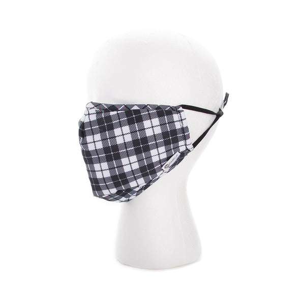 Miamica Set of 3 Fashion Cloth Face Mask - Black & White Plaid, Black and White Winter Motif, Red